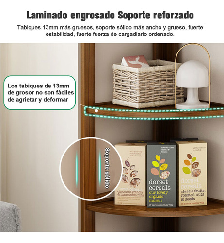 Estante Librero Esquinero Multifuncional Moderno 5 Capas Marrón