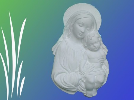 Virgen Madre Con Hijo Placa Para Colgar  De Yeso Para Pintar