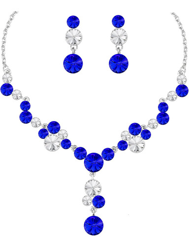 Conjunto De Joyas De Cristal Collar Y Aretes Para Novia