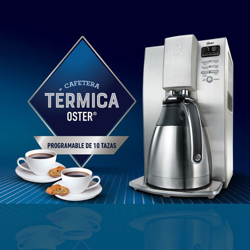 Cafetera De Filtro Oster Gourmet Programable Jarra Termica Color Plateado