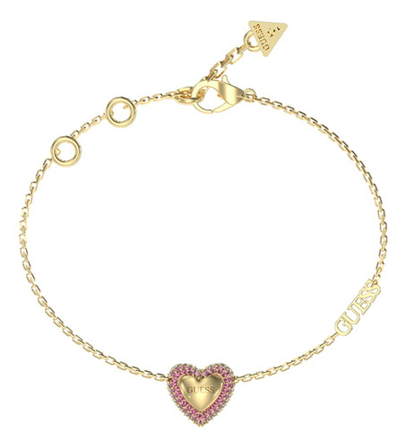 Pulsera Guess Beloved Corazon Dorado Rojo Mujer Diámetro 9 Cm Largo 18 Cm