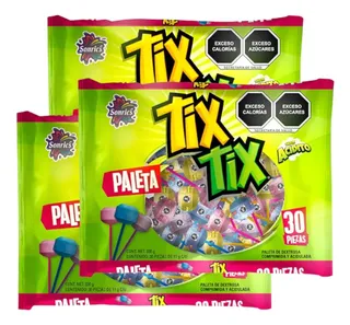 Paleta Caramelo Acida Tix Tix 90 Pz Sonrics Dulce Mexicano