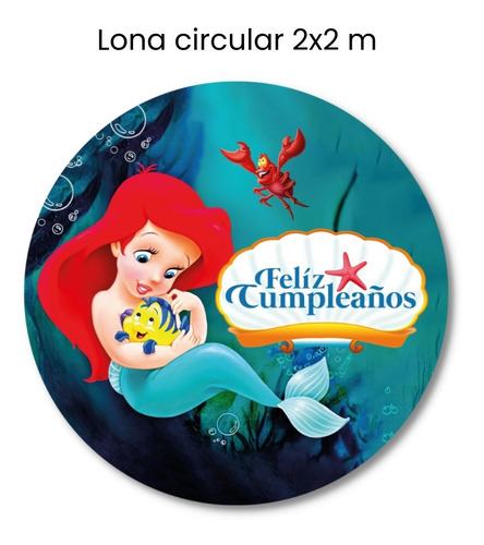 Kit La Sirenita Bebé 6 Pzas Figuras Coroplast + Lona 2x2m
