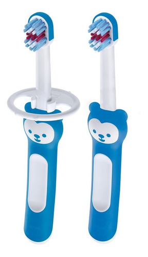 Escova Dental Cabo Curto Baby's Brush 2 Unid. Azul Mam 6m+