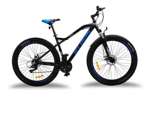 Imagen 1 de 1 de Mountain bike Kugel Ciclismo Horus 2021 R29 L 21v frenos de disco mecánico cambios Shimano Tourney color negro/azul con pie de apoyo