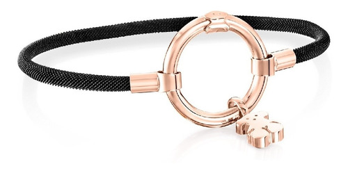 Pulsera Tous Hold De Plata Vermeil Rosa Y Acero Ip Negro