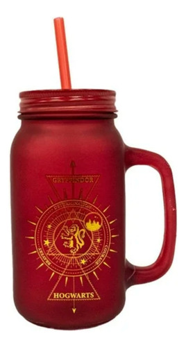 Harry Potter Mason Jar Gryffindor Tapa Popote Vidrio