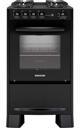 Fogão  de chão Suggar  Neo Cook 4 queimadores  preto 110V/220V porta com visor 56L