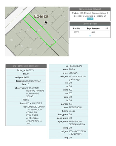  Venta Terreno 500m2 En Ezeiza. Ideal Hotelería!