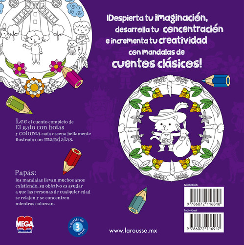 El Gato con botas. Mandalas de cuentos clásicos, de Perrault, Charles. Editorial Mega Ediciones, tapa blanda en español, 2017