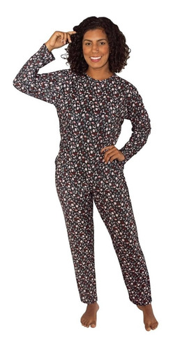 Pijama Longo Estampado Manga Longa Frio Liganete Feminino