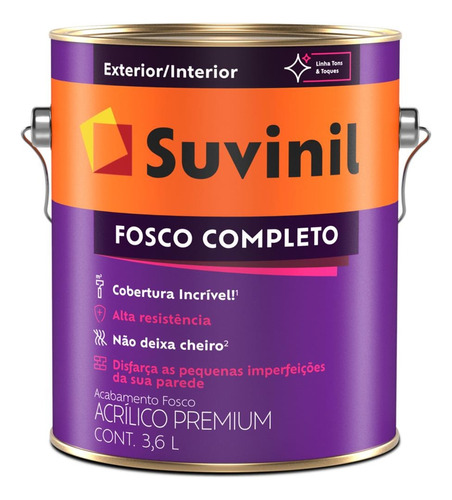 Tinta Acrilico Fosco Completo 3,6l Suvinil - Cores Cor Pérola
