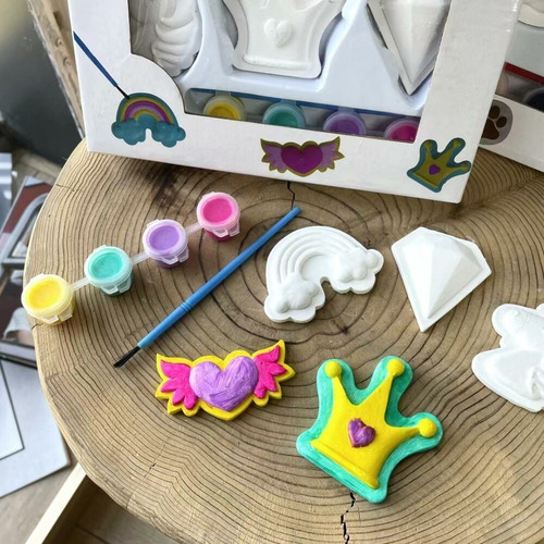 Imagen 3 de 6 de Kit Arte Para Pintar Figuras De Yeso Unicornio Gatos