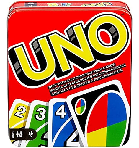 Uno Family Card Game, Con 112 Tarjetas En Una Lata De Almace