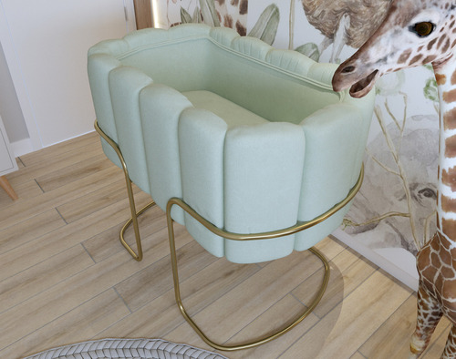 Berço Simples Moisés Star Mini Moderno Pés Em Aço Quarto Do Bebê Criança Confortavél New Baby Verde