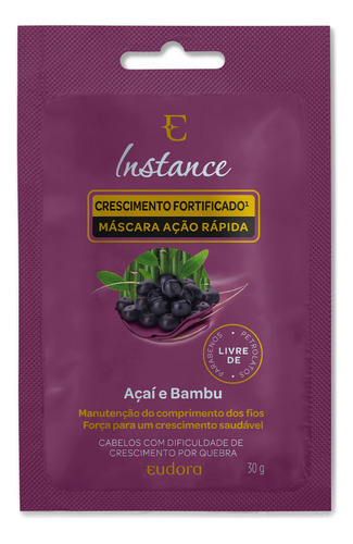 Sachê Máscara Capilar Instance Açaí E Bambu Eudora 30g