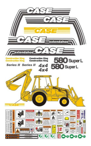 Calcomanías Case 580 Super L Con Preventivos Originales