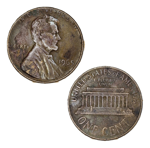 Moeda Estados Unidos 1 Cent 1965 Bronze Lincoln Memorial