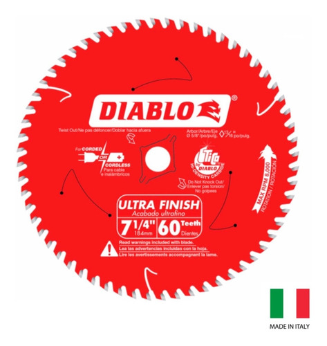 Disco Sierra Circular 7 1/4 Marca Diablo 60 Dts (100%italia)