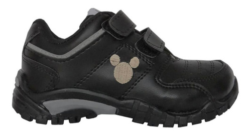 Zapatilla Colegial Ecocuero Con Abrojo Negra Disney Rigazio®