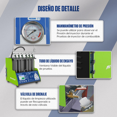 Gdi EFI FSI Laboratorio De Inyectores Limpiador Tina De Ultrasonido 2000ML 6 Inyectores 127V Con Pantalla a color TFT de 3,2 pulgadas Mrcartool V310