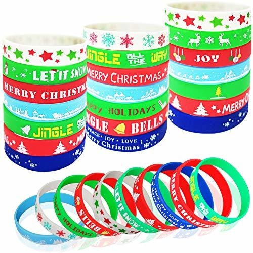 Pulseras De Silicona Para Fiestas Con Diseño Navideño 50 Pz