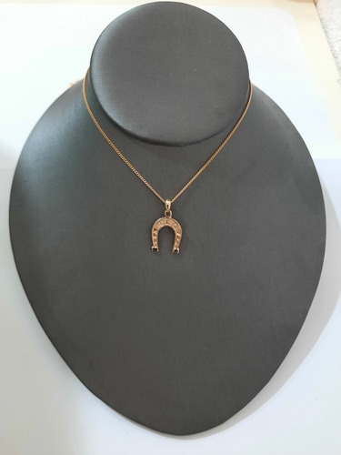 Collar En Chapa De Oro Con Dije De Herradura De La Suerte