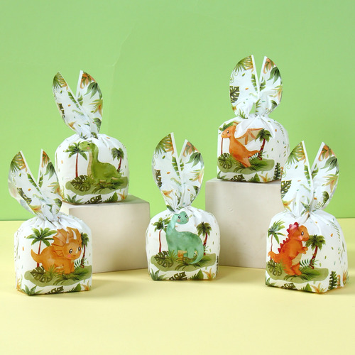 50 Bolsas De Dulces Orejas De Conejo Dinosaurio Cumpleaños