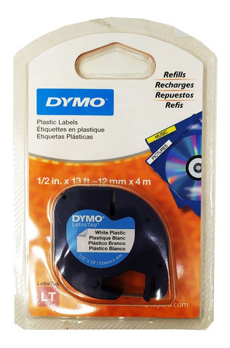 Cinta Plastica Dymo Blanco 12 Mm X 4 M Letra Tag