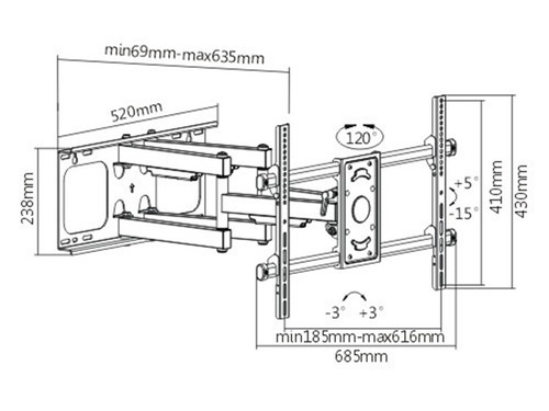 Imagen 2 de 2 de Soporte IOFI SP-34 de pared para TV/Monitor de 32" a 85" negro