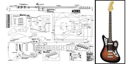 Guitarra Eléctrica Plan Of Barítono Fender Jaguar - Impre. Color Blanco