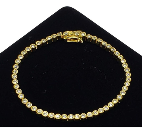 Pulseira Riviera Com Zirconias Banho De Ouro 18k 3745