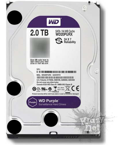 Disco duro interno Western Digital WD Purple WD20PURZ 2TB púrpura