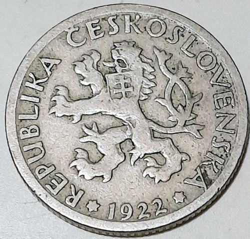 Moneda 1 Corona Checoslovaquia Rep. Checa 1922