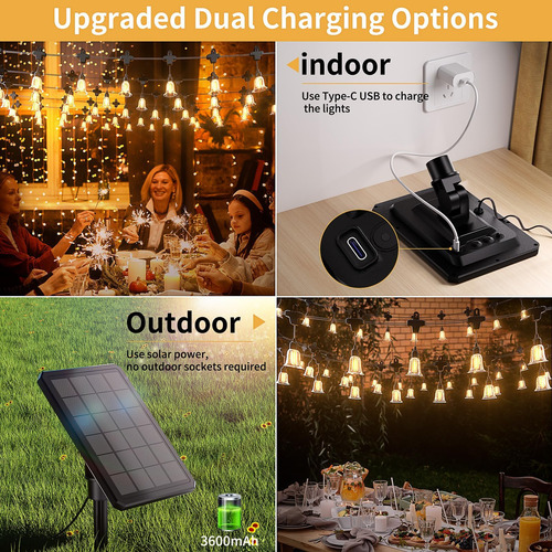 Luces De Cuerda Solar Bitpott Para Afuera, Luces De Cuerda A