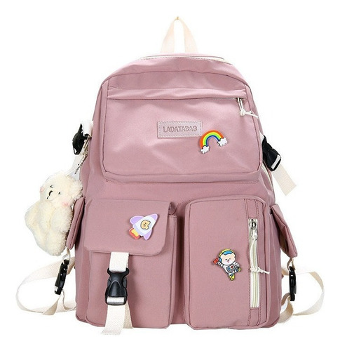 Mochila Impermeable Mujer 17 Pulgadas Kawaii Korean Bege