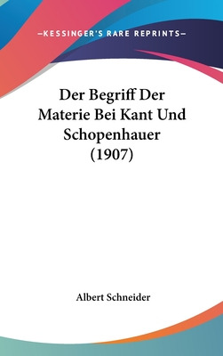 Libro Der Begriff Der Materie Bei Kant Und Schopenhauer (...