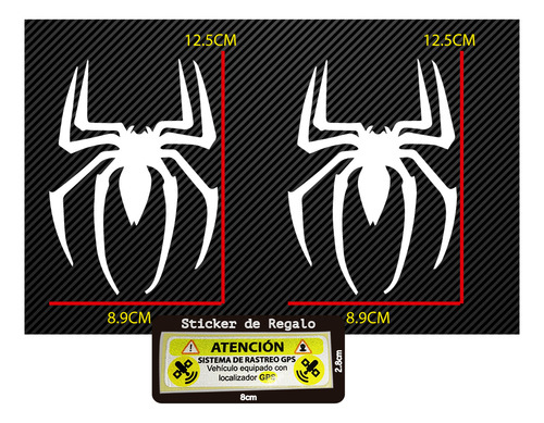 Calcomania Spiderman Araña Auto Moto Sticker Decorativo 2pz