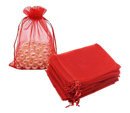 Paquete Hrx Bolsas De Organza Rojas 100 Piezas5 X 7 Pulgadas