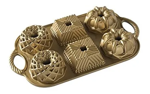 Molde Nordic Ware Geo Bundtlette, 3.5 Tazas, Dorado