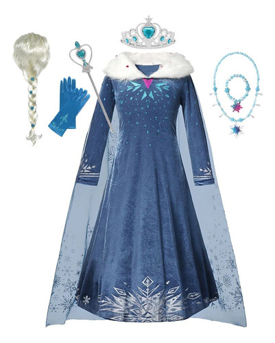 2 Disfraz De Elsa Disney Para Niña Frozen, Vestido De