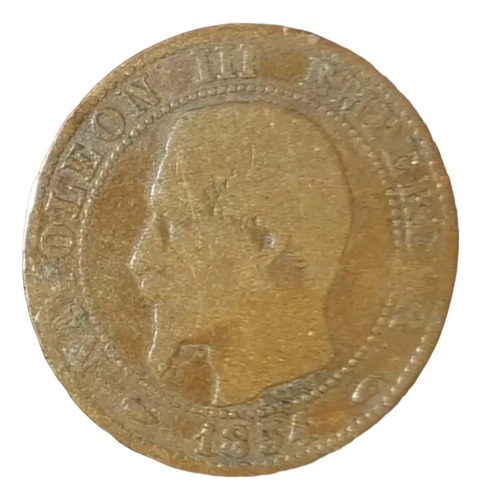 Moneda Francia 5 Centesimos 1854 Bronce Ceca