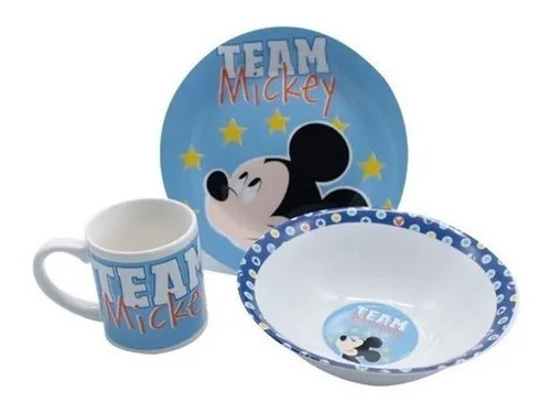 Set Desayuno 3 Pizas Disney Loza Spiderman Mickey Y Minnie