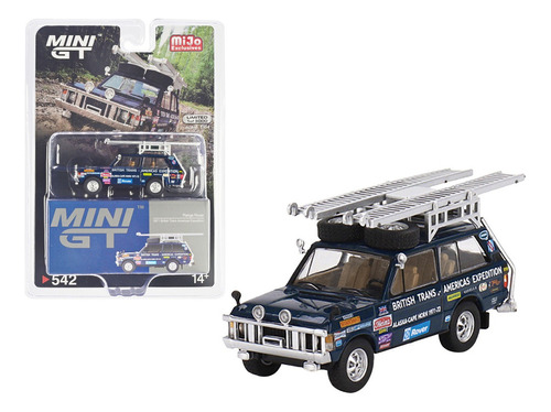 Mini Gt Range Rover 1971 British Trans-amer. Expedition #542 Color Azul Marino