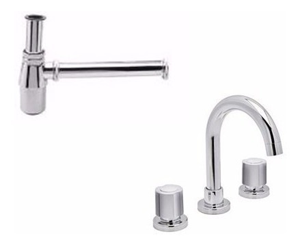 Imagen 4 de 6 de Combo Set Canilla Lavatorio Cocina Cisne Y Sifon Oferta