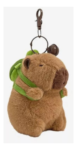 Chaveiro Capivara Mochila Tartaruga Fofo Sino Pelúcia 12cm Cor Marrom-claro