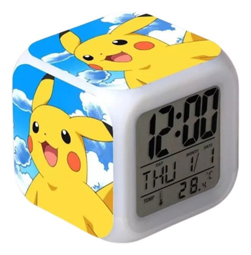 Reloj Pikachu Pokemon Despertador Led Digital Luz Grafimax