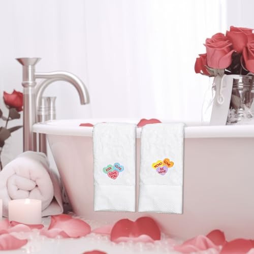 2 Toallas De Mano De San Valentín De Algodón Bordadas Con Co