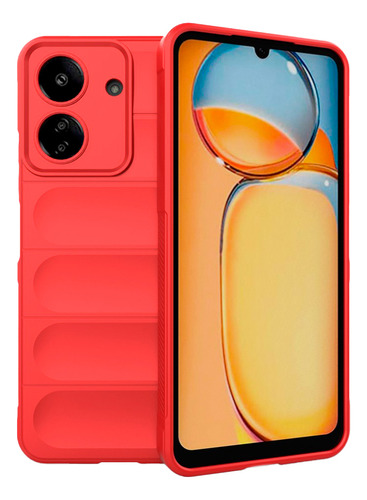 Protector Xiaomi Redmi 13c Engomado Con Textura Color Rojo