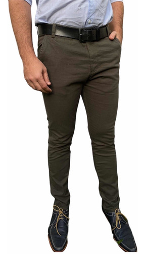 Pantalon Chino De Gabardina, Elastizado Chupin